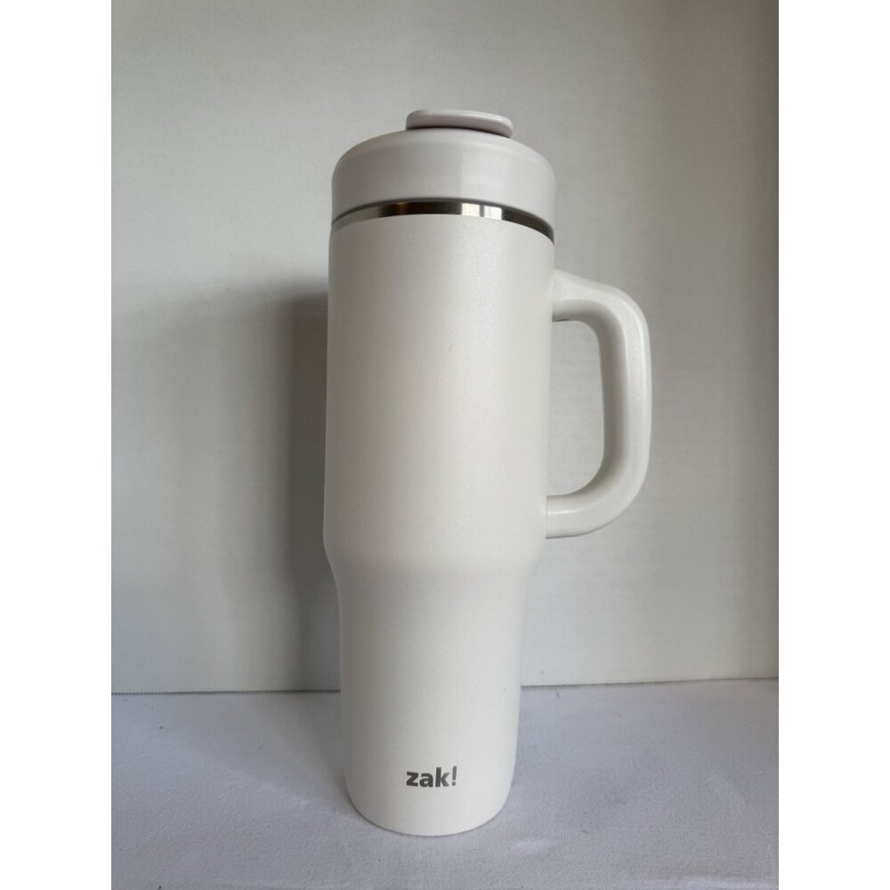 Zak! 40 Oz White Tumbler With Lid And Straw